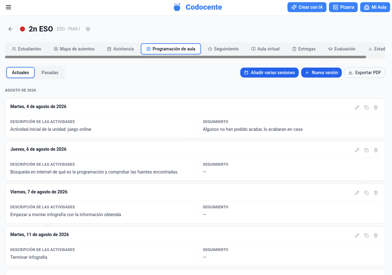 Captura: diario de aula