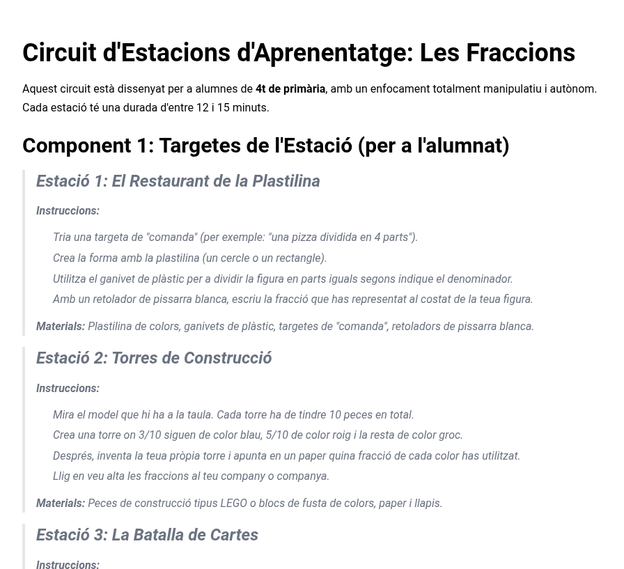 Estaciones de aprendizaje sobre las fracciones